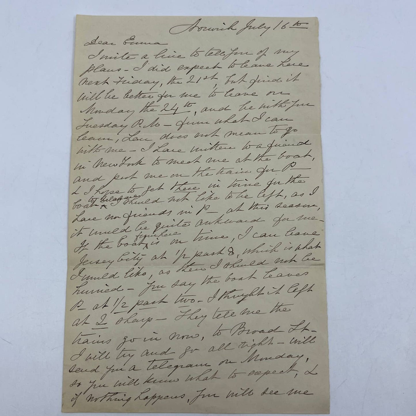 1880s Antique Handwritten Letter From Norwich Connecticut AC9