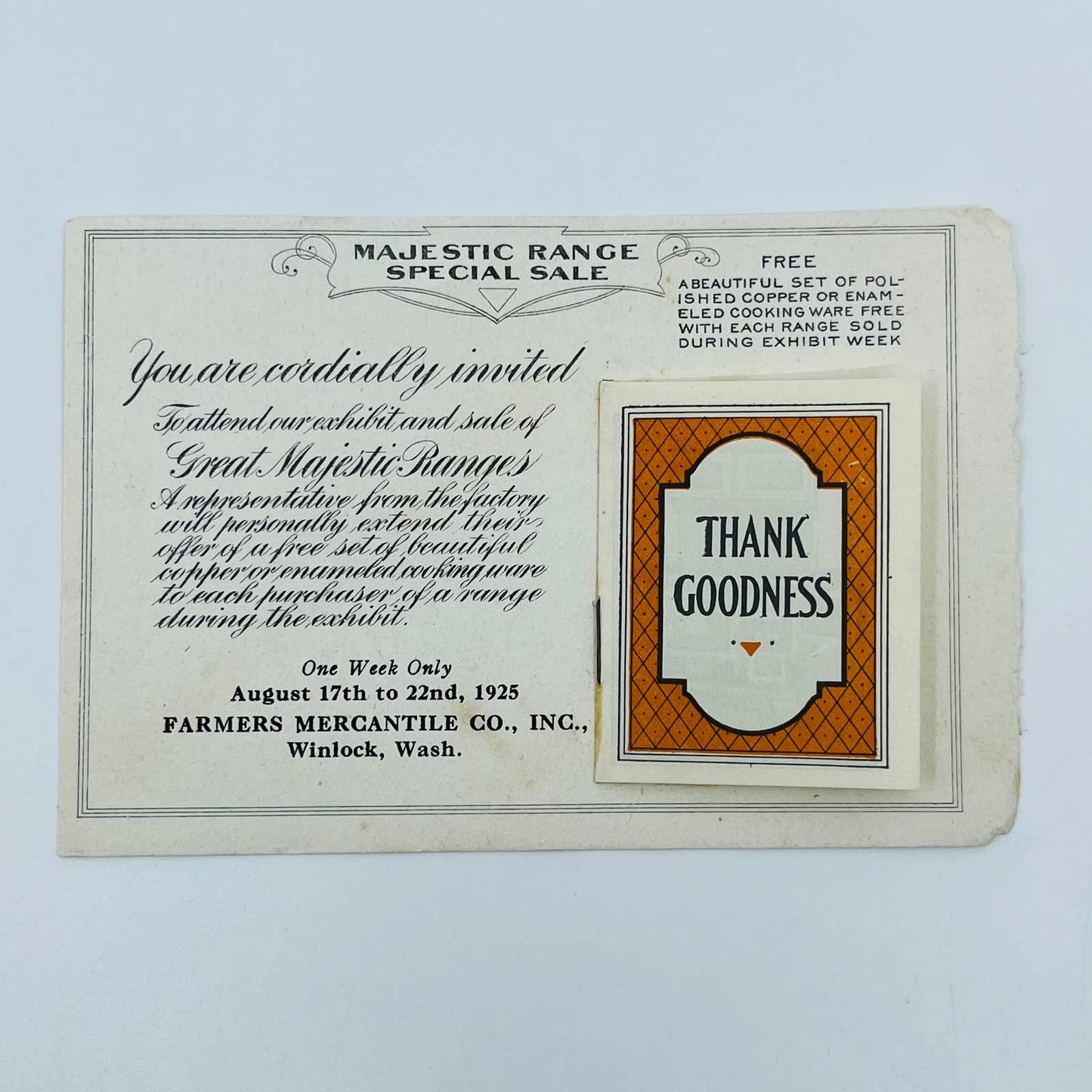 1925 Majestic Range Stove Oven Exhibition Invitation Mini Testimonial Book SC2