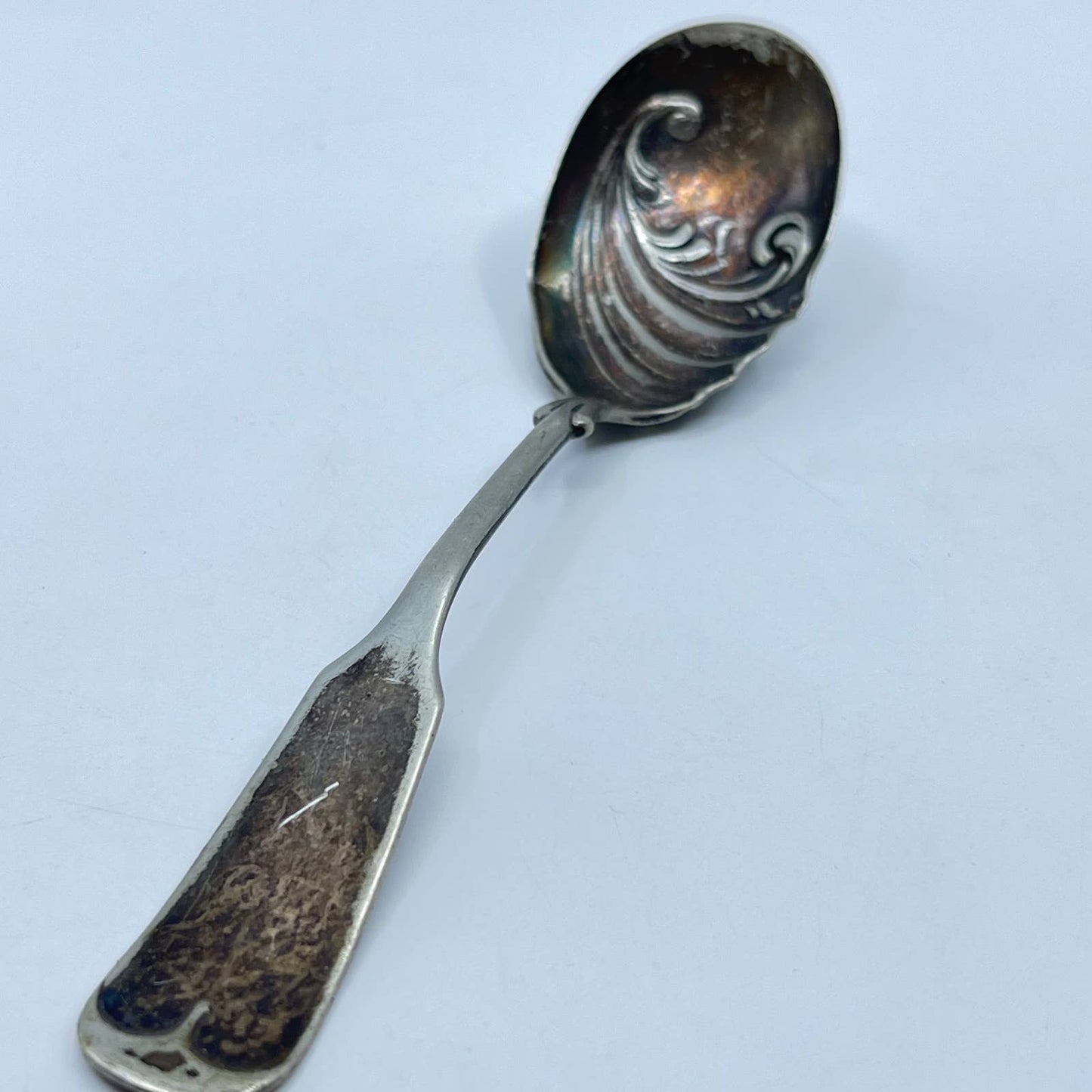 Vtg Wm A Rogers Spoon Decorated Bowl Swirl Fancy A1 Silver Plate Swoop 5.75" SD3