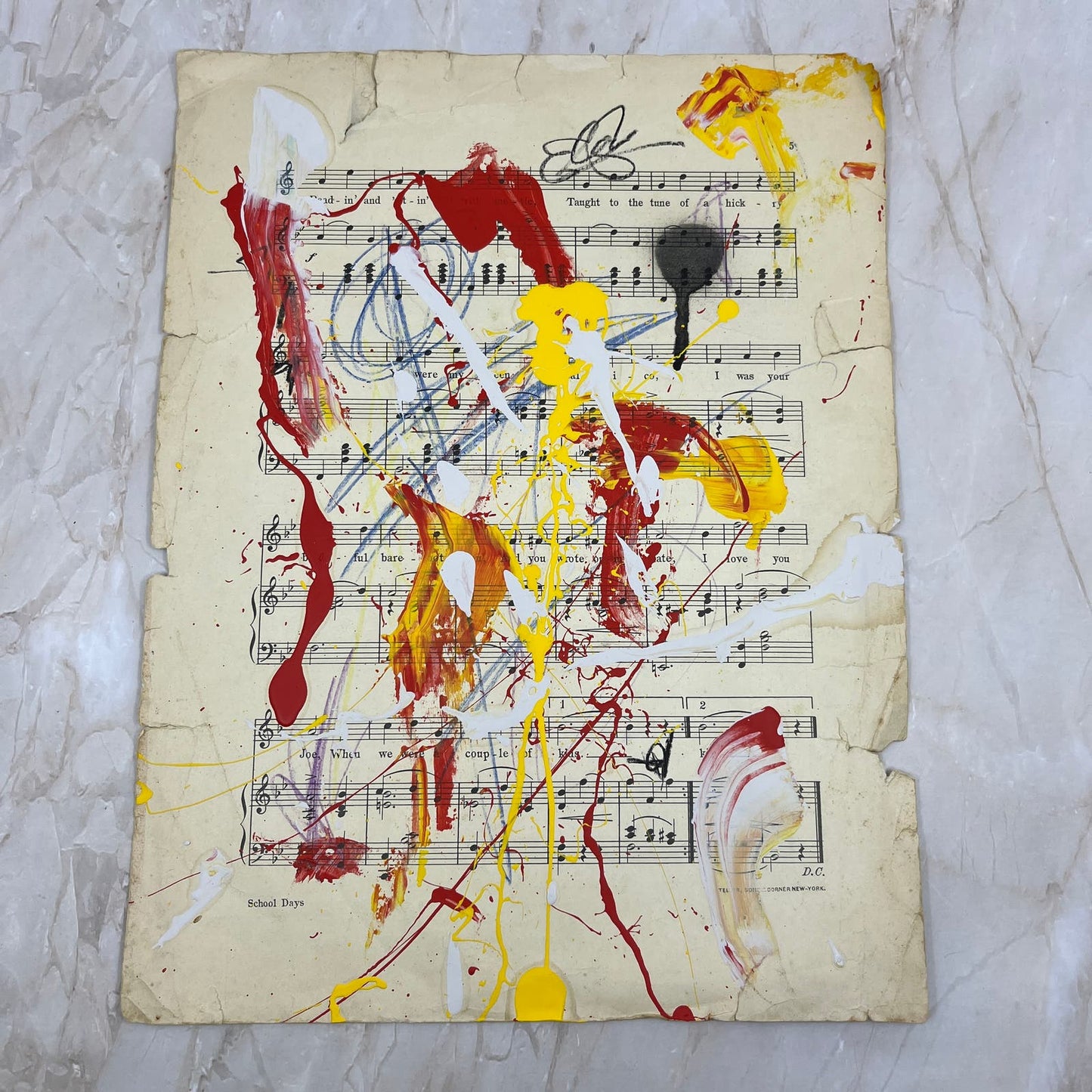 Original Mixed Media Abstract Art Painting 10x13.5” Vivid Notes Signed #3