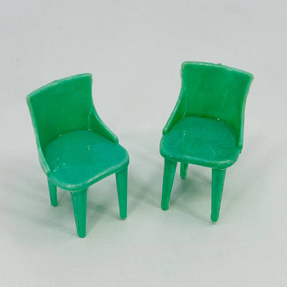 1950s Plasco Dollhouse Furniture Celluloid Mint Teal Accent Chair Set TD6