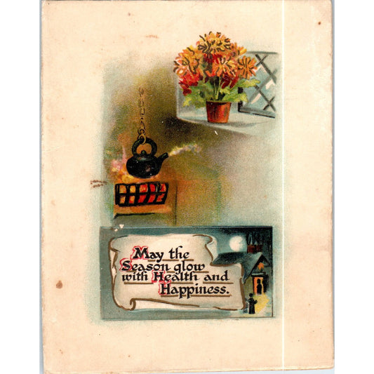 Raphael Tuck Folding Season's Greetings Holiday Card Original Postcard P2-4