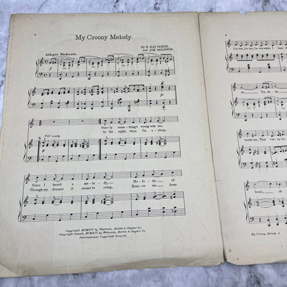 1914 Sheet Music My Croony Melody Tia-Da-Da Joe Goodwin Ray Goetz Maxie TJ4