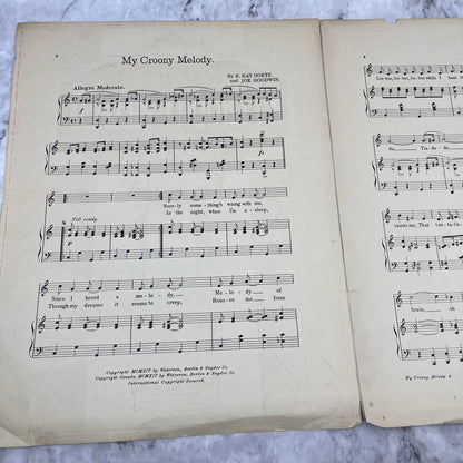 1914 Sheet Music My Croony Melody Tia-Da-Da Joe Goodwin Ray Goetz Maxie V41-3