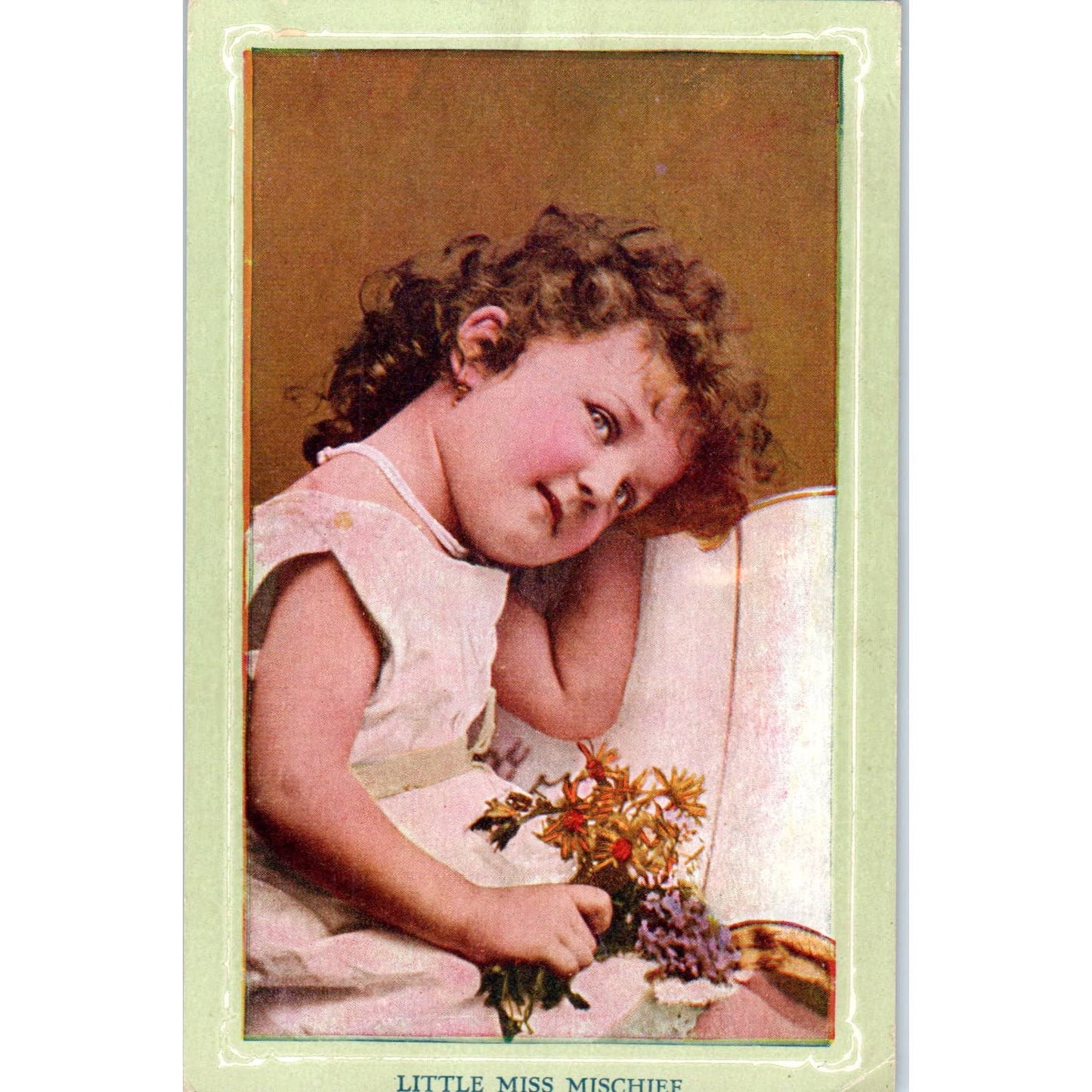 Little Miss Mischief c1910 Original Postcard TK1-22