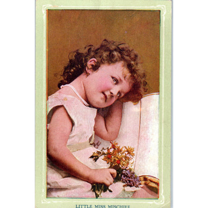 Little Miss Mischief c1910 Original Postcard TK1-22