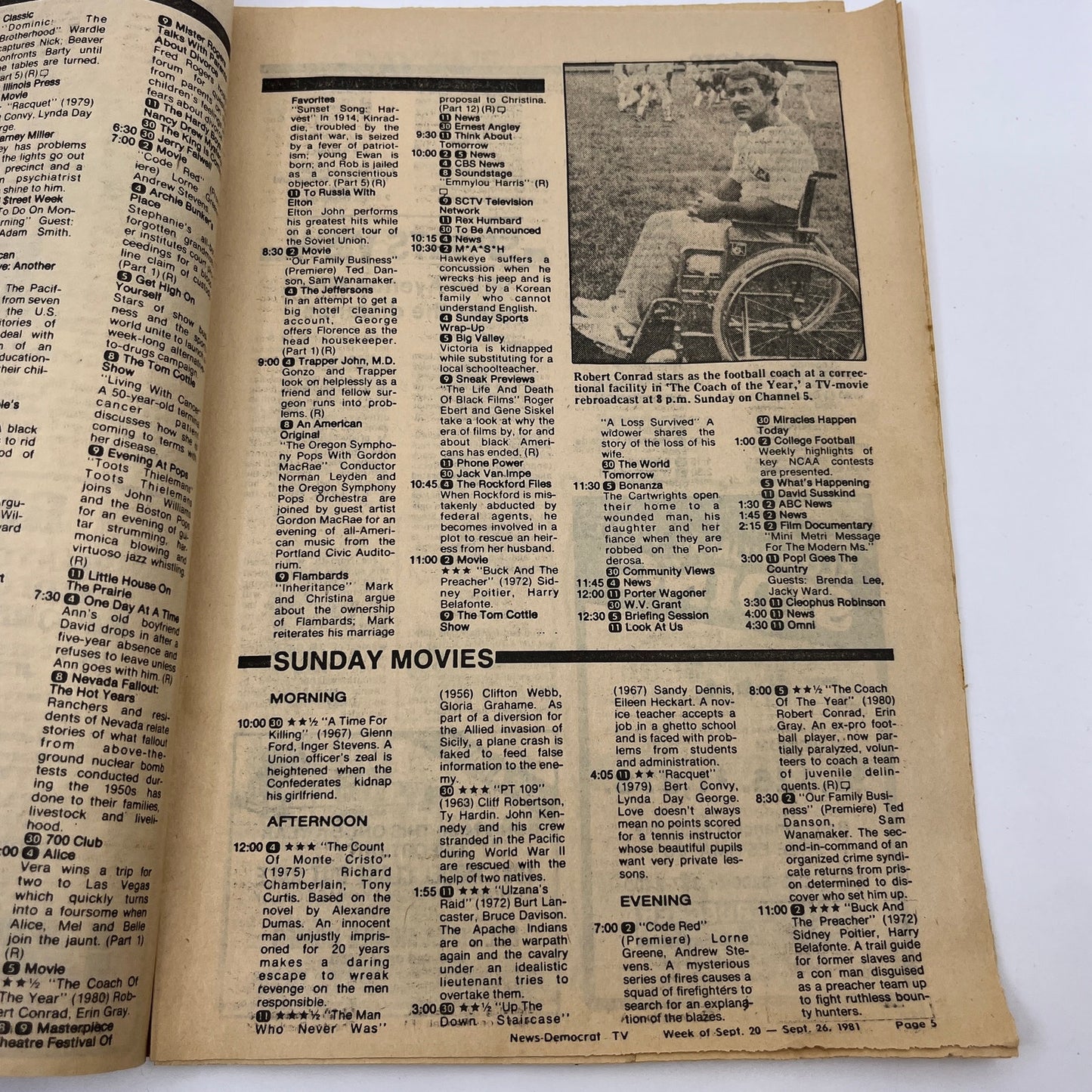 1981 Sept 20 Bellville IL News-Democrat TV Listings Shaggy Dog Boomer L4-1