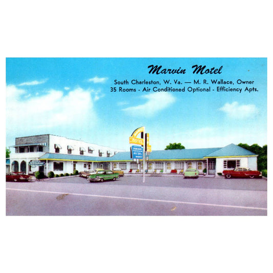 Vintage Postcard - Marvin Motel M.R. Wallace Charleston W. Va AD9