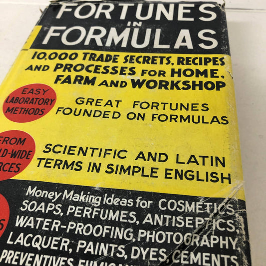 1944 BOOK FORTUNES IN FORMULAS HISCOX AND SLOANE FARM WORKSHOP W/ DUST JACKET