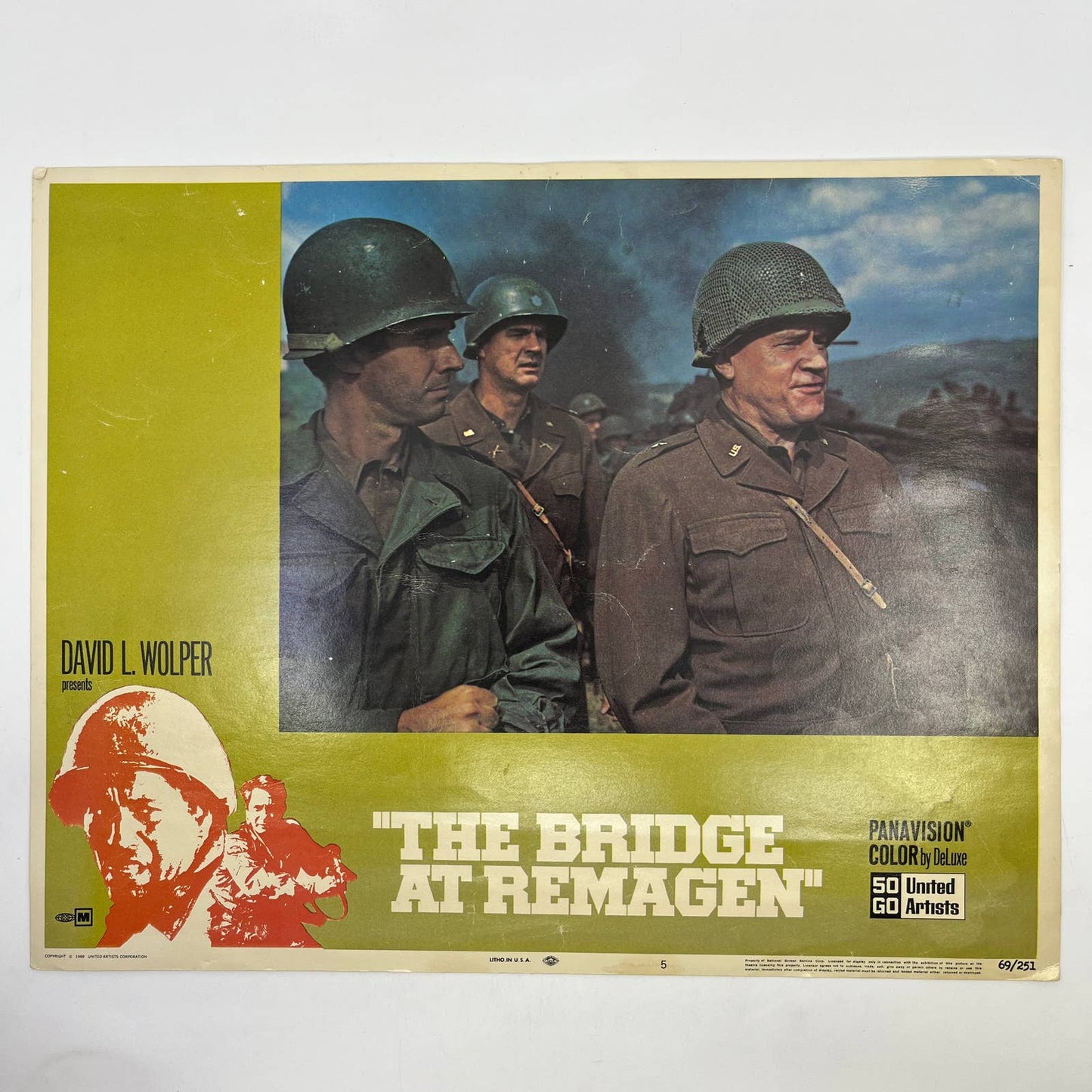 1969 Robert Vaughn & Hans Chr. Blech Bridge at Remagen original Lobby Card 5 FL5