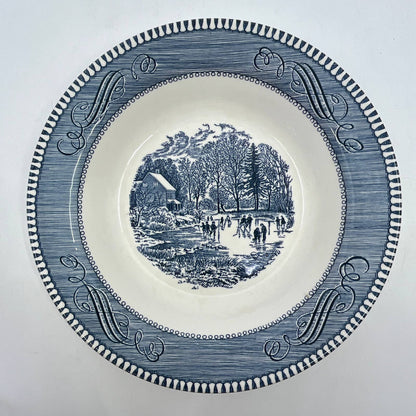 Royal China Currier and Ives Soup/Salad Bowl  8 1/2" Early Winter Blue TI3-1