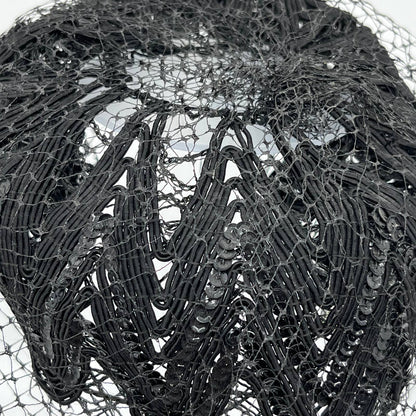 Vintage 1940s Black Clip In Pillbox Hat with Veil and Sequins HB1