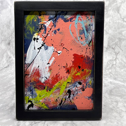 Framed Original Abstract Art Painting 6x8" Spanish Ceviche With COA TI6