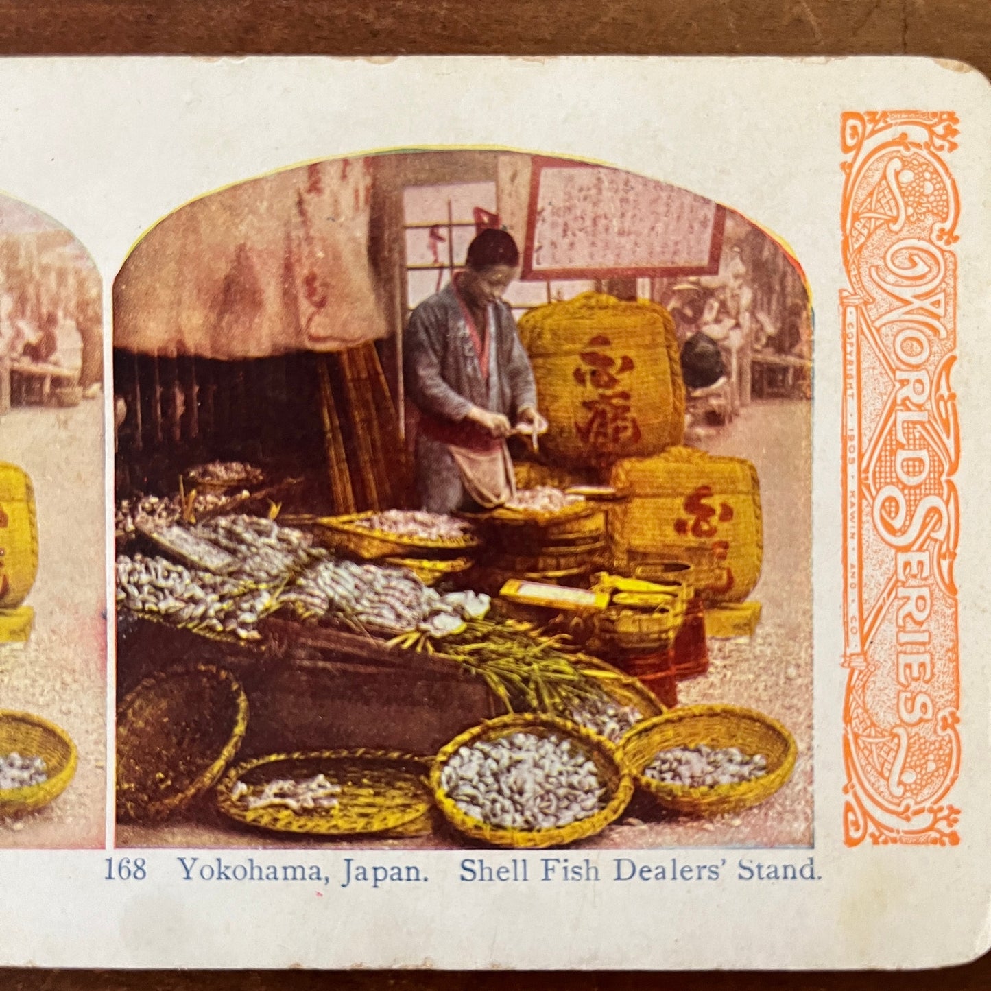 Shellfish Dealer Stand Yokohama Japan Antique Stereoview Card H2-3