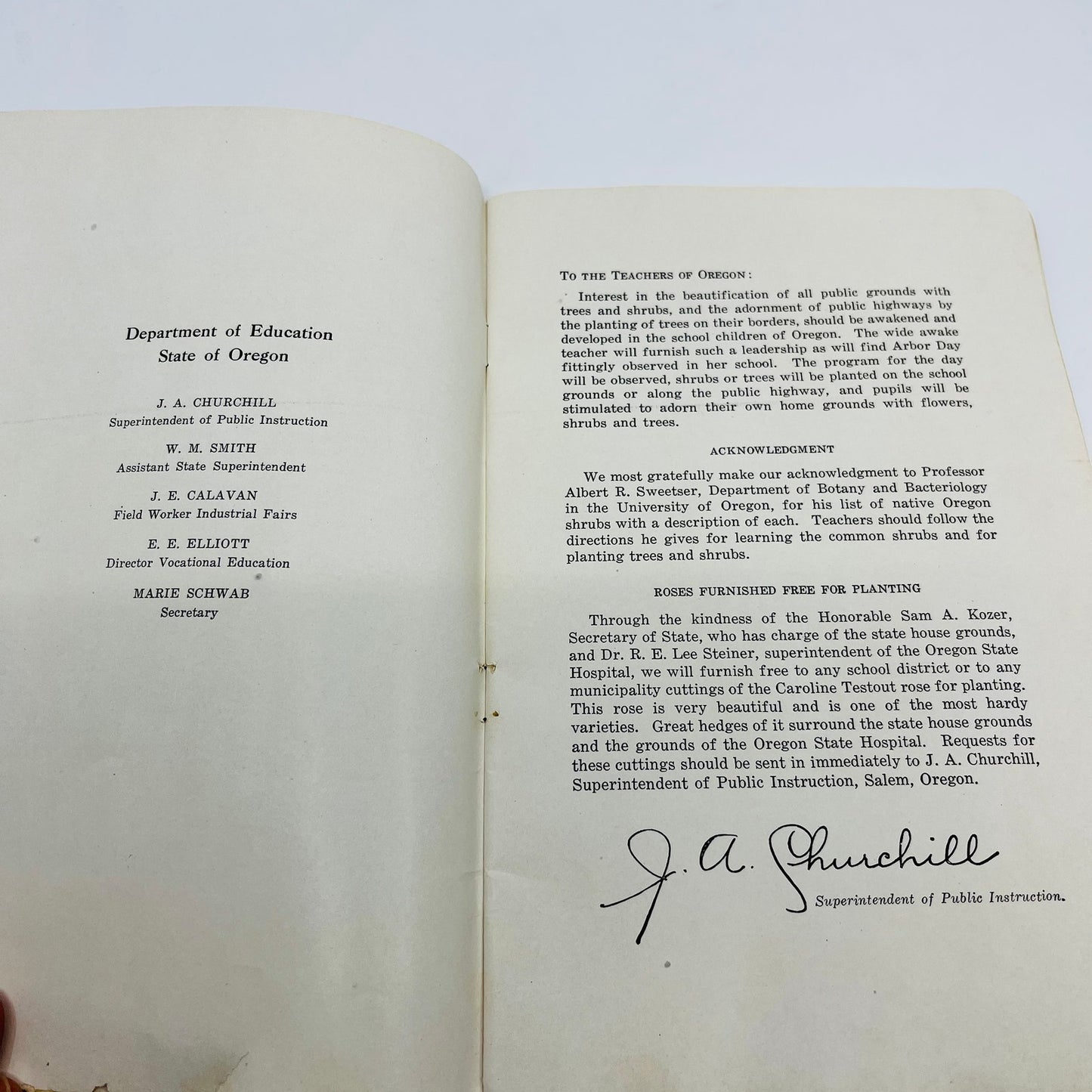 1922 Arbor Day Manual for Oregon Schools JA Churchill L4-3