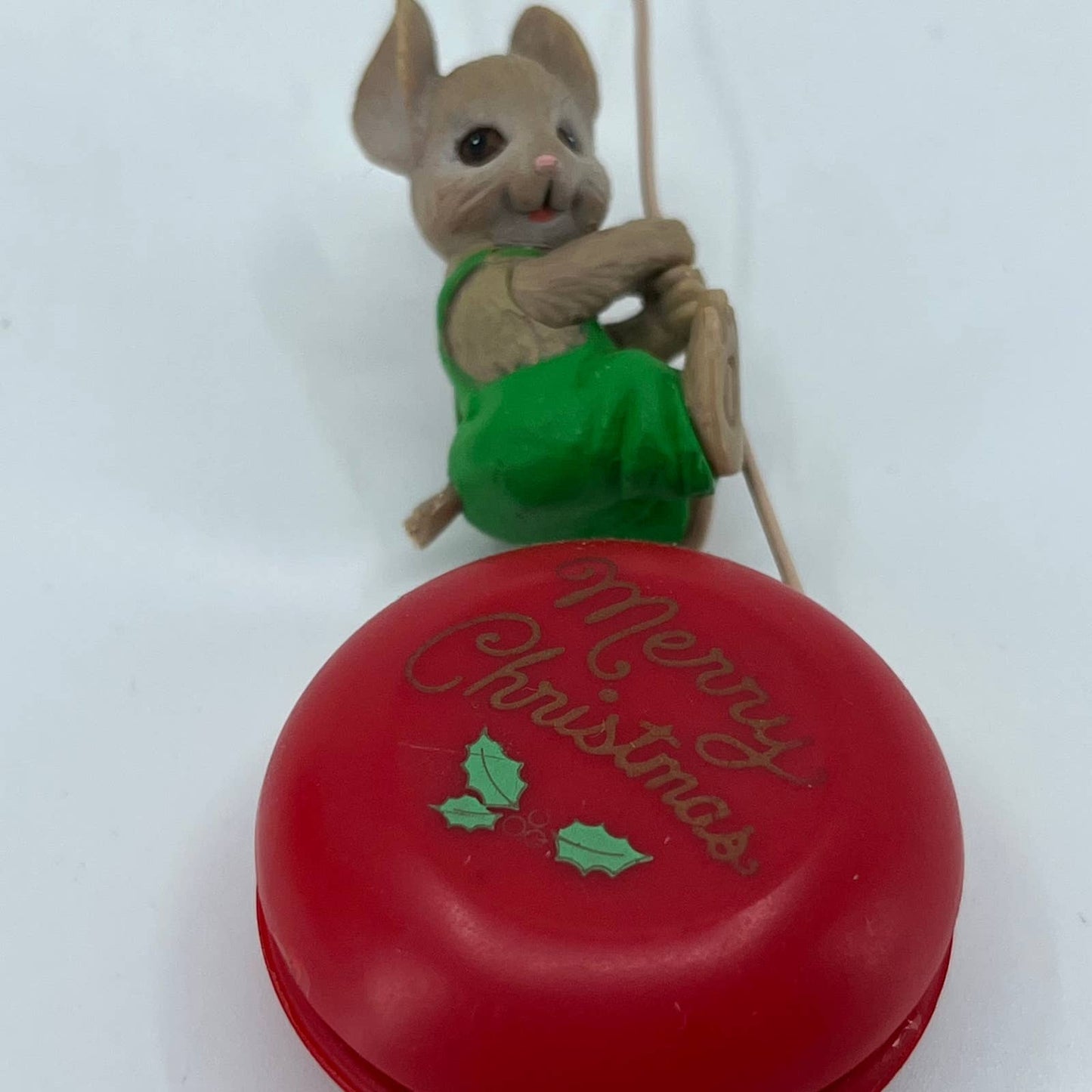 1990 Enesco HO-HO! YO-YO! Ornament MERRY CHRISTMAS Mouse Collectors Proof TB4