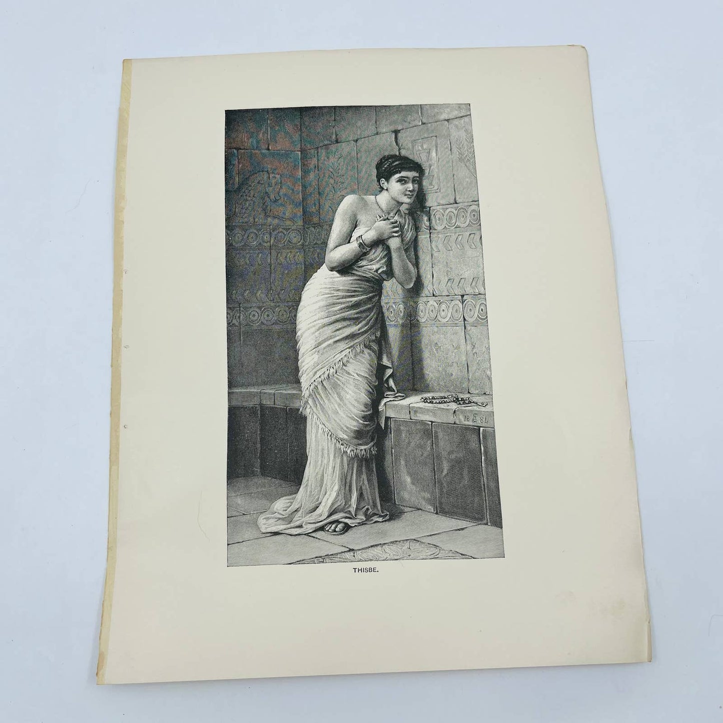 1880s Victorian Art Print Engraving  THISBE E. Long