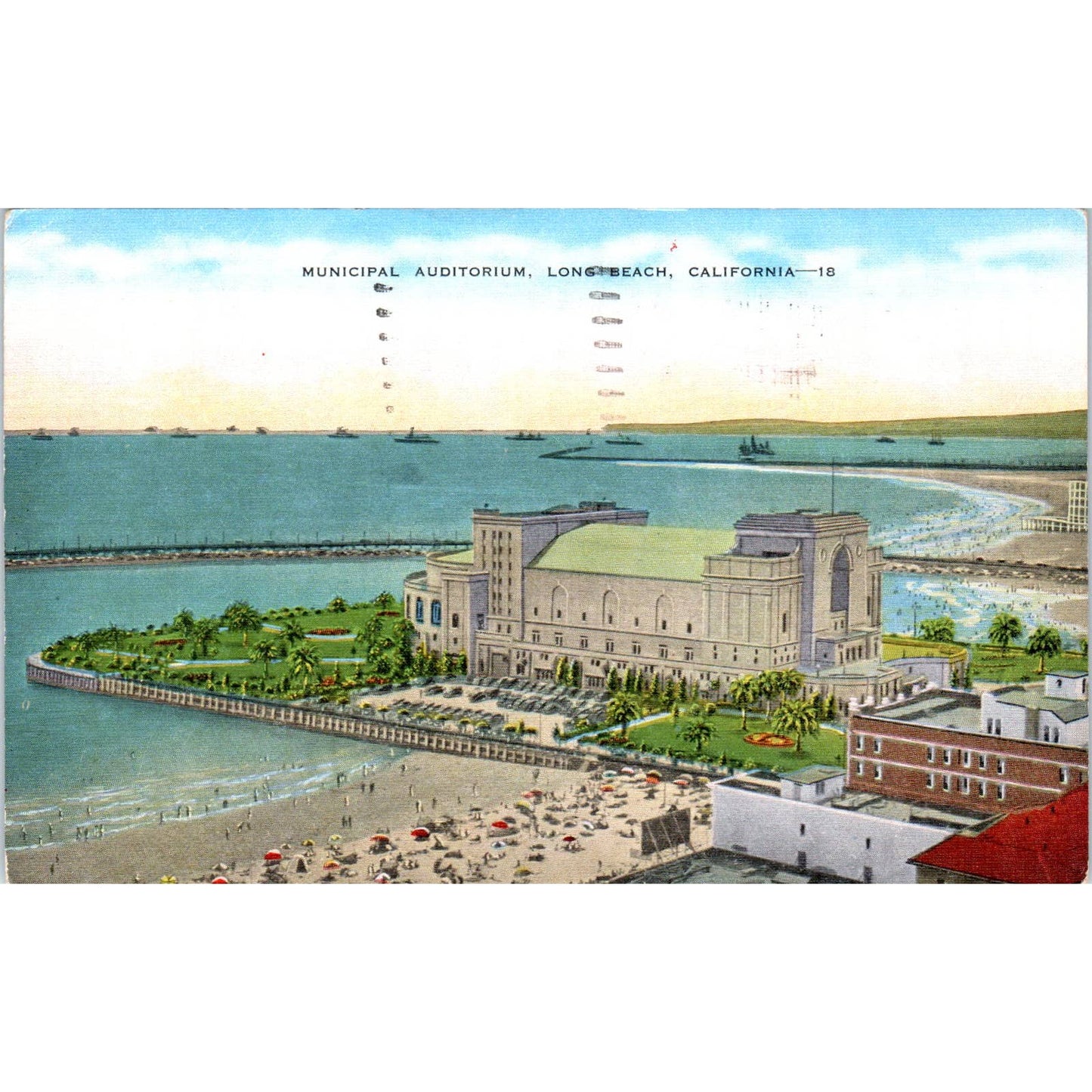 Municipal Auditorium Long Beach California 1952 Original Postcard TK1-21