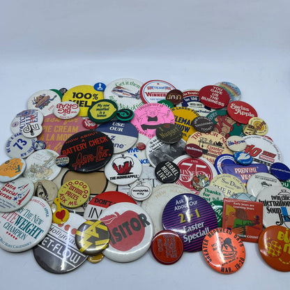 HUGE LOT Over 75 Vintage and Antique Pins Buttons Pinbacks TG3