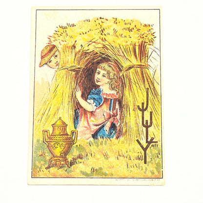 Original 1880s Victorian Trade Card Dilworth's Coffee Boy & Girl in Haystack AB6