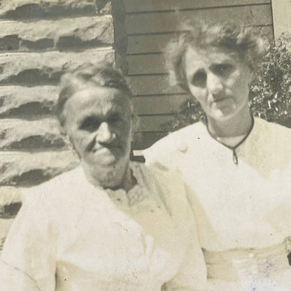 Early 1900s RPPC Two Older Ladies Posing Outside Home PA9