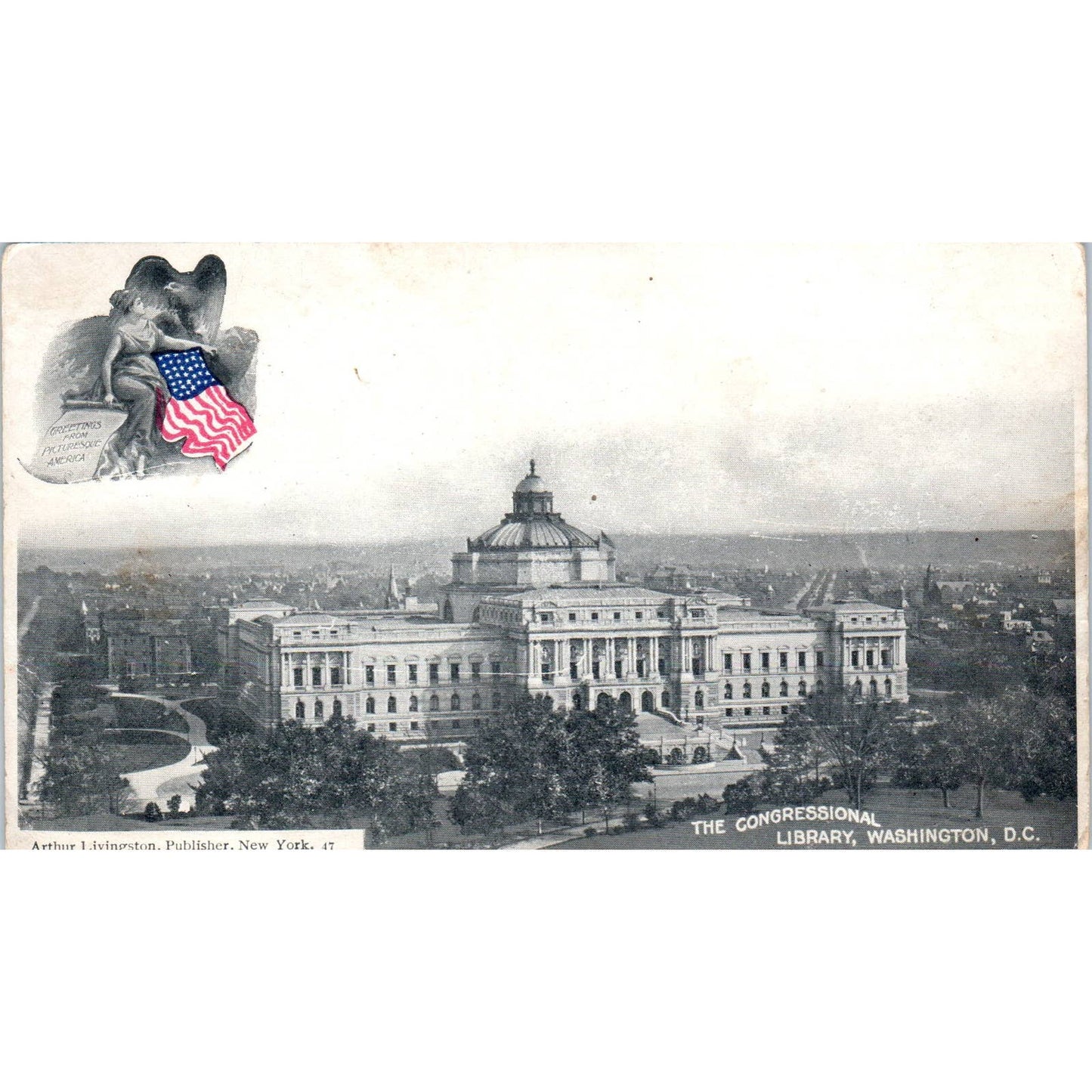 The Congressional Library c1905 Washington D.C. Original Postcard TK1-P2