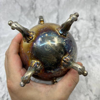 Antique Large Silver Plate Footed Lidded Urn Sugar Bowl 7” TJ4