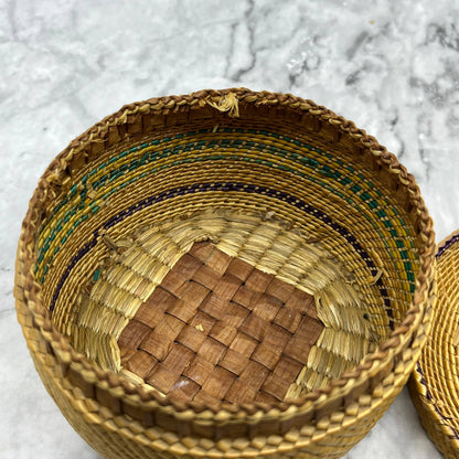 Antique Northwest Indian NOOTKA Makah BASKET Trinket 1900-1930 4x2.5” TJ8