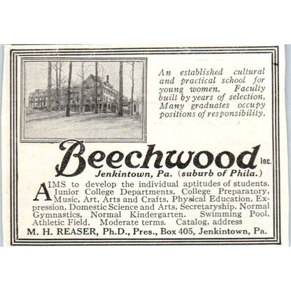 c1920 Harper's Magazine Ad - Beechwood School for Young Women Jenkintown PA EA3