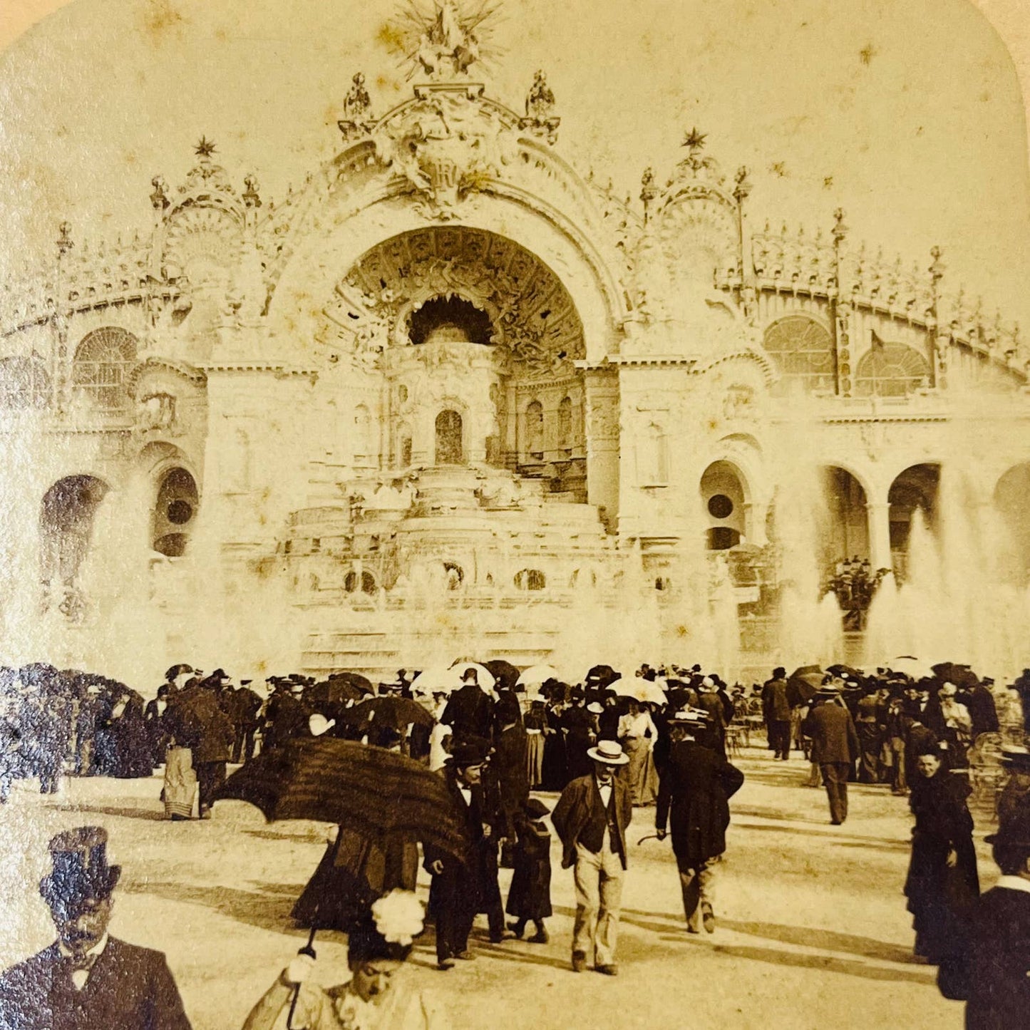 Stereoview Water Palace Chateau d’Eau Champ de Mars Exposition 1900 Paris France