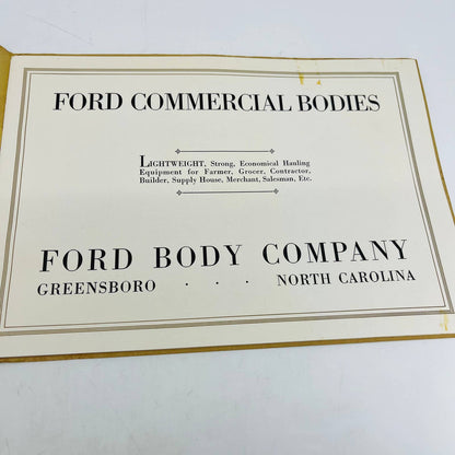 RARE 1920s Ford Model T Trucks Ford Body Co Commercial Catalog Greensboro NC BA4