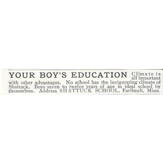 Shattuck School For Boys Faribault Minnesota - 1903 Original Ad TJ8-7-1