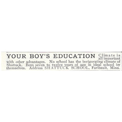 Shattuck School For Boys Faribault Minnesota - 1903 Original Ad AK5-S35