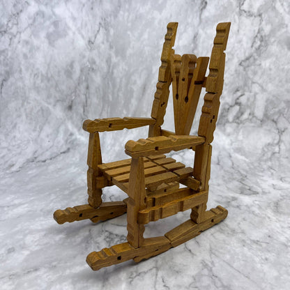 Vintage Handmade Planter Doll Furniture Wood Rocking Chair 6x8” TA9