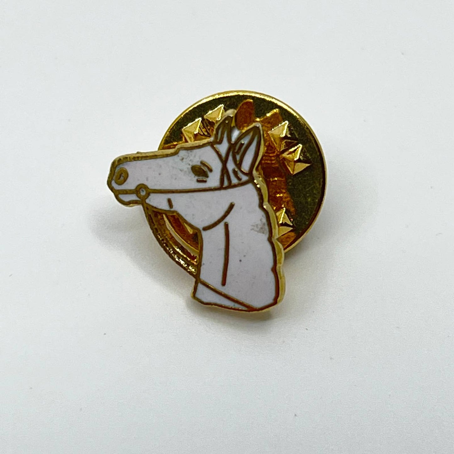 Vintage Western Cowboy White Horse Head Enamel Pin Button SC3