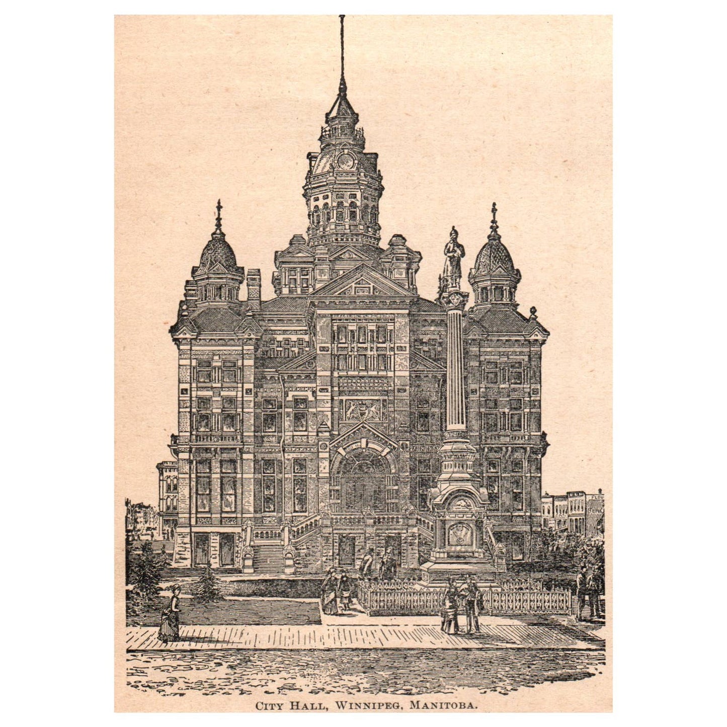 City Hall Winnipeg Manitoba 5x4" Original Engraving 1899 TJ8-7