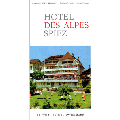 Vintage Hotel Des Alpes Spiez Fold Out Travel Brochure AD7