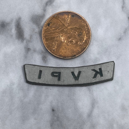 Vintage Letterpress Printers Block Plate TV Radio Call Letters KVPI SE839
