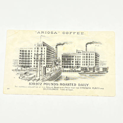 Original 1880s Victorian Trade Card Ariosa Coffee Blue Boy Girl Butterfly AB6