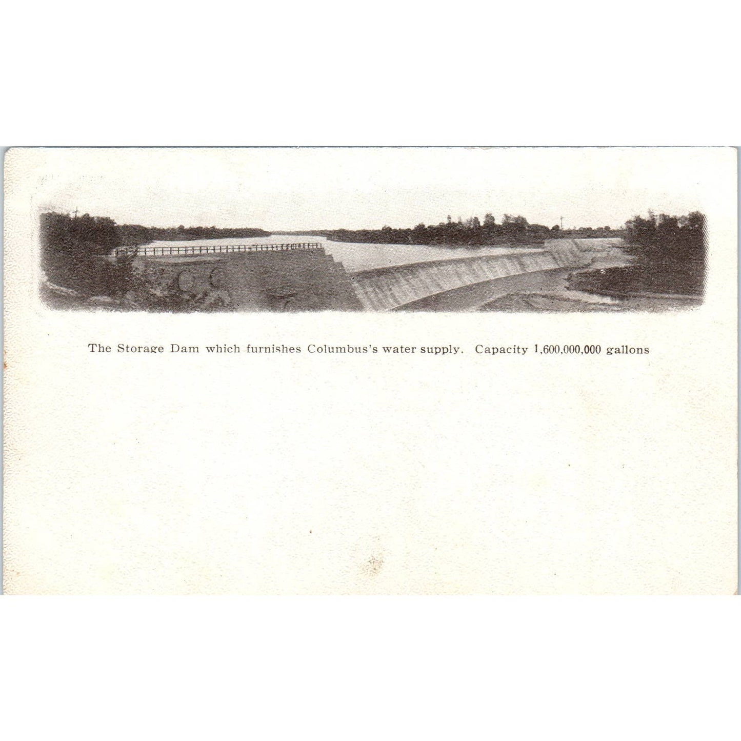 Antique Postcard Water Supply Storage Dam Columbus Ohio TD9
