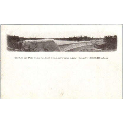 Antique Postcard Water Supply Storage Dam Columbus Ohio TD9