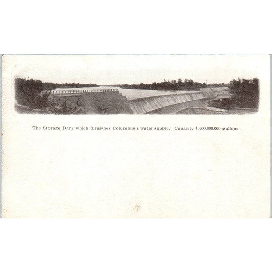 Antique Postcard Water Supply Storage Dam Columbus Ohio TD9