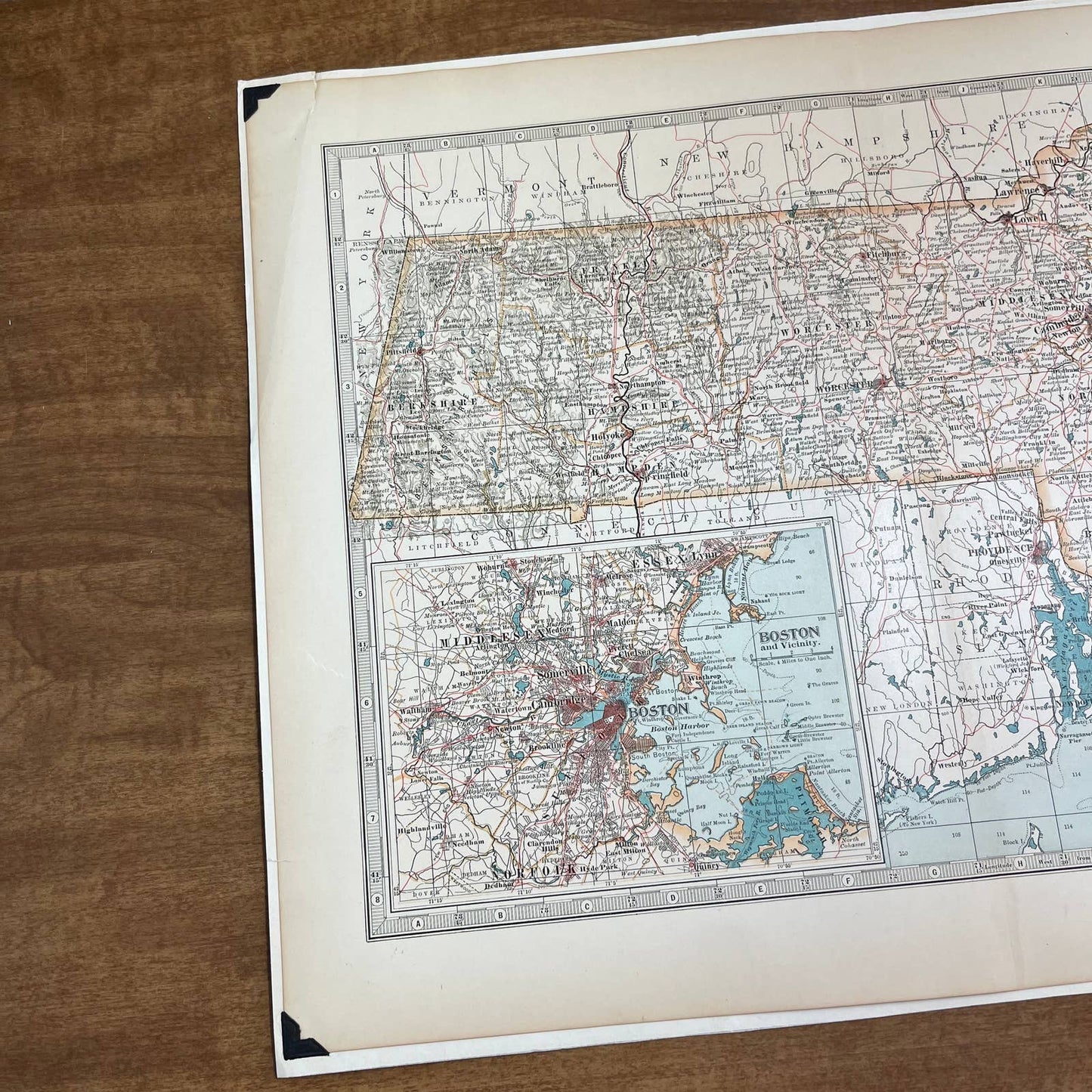 Antique 1897 The Century Atlas Map of Massachusetts USA Color Engraved 12.5 x 17 FL5