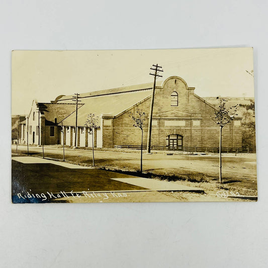 RPPC Postcard Riding Hall Ft. Riley Military Base Kansas PA8