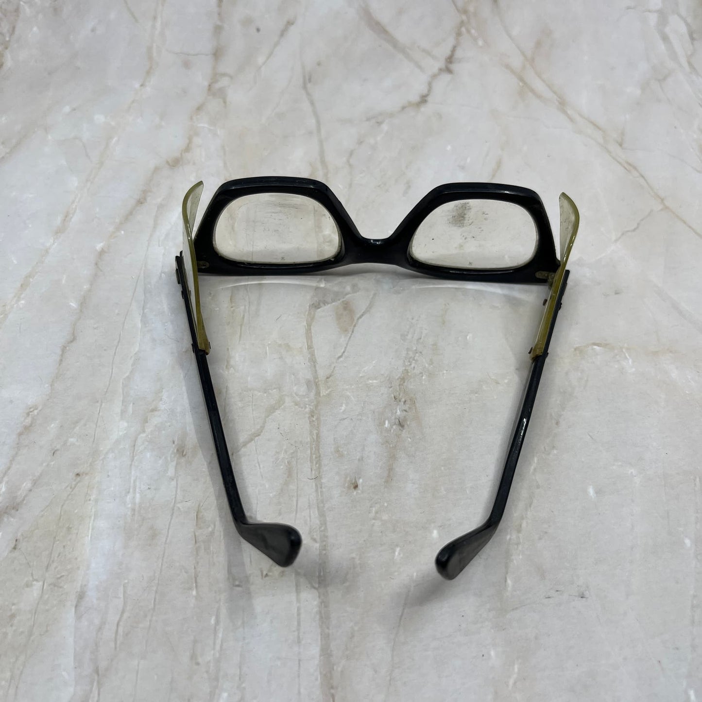 Vintage 1950s Black Plastic Safety Glasses Eyeglasses Frames TJ9G1-1