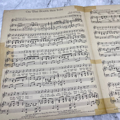 Sheet Music On The South Sea Isle Harry Von Tilzer 1916 Irene Bordoni Hawaii TH1