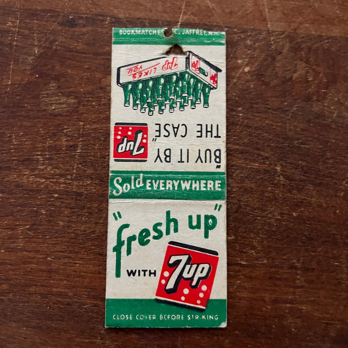 7up Soda Pop Buy it By The Case Advertising Matchbook Cover SA9-M13