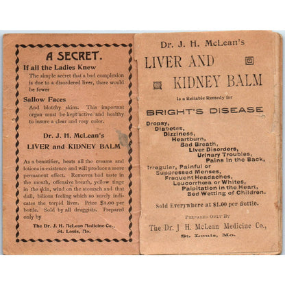 1895 Ladies Shopping Memorandum Mini Pocket Book JH McLean Medicine St Louis SF2