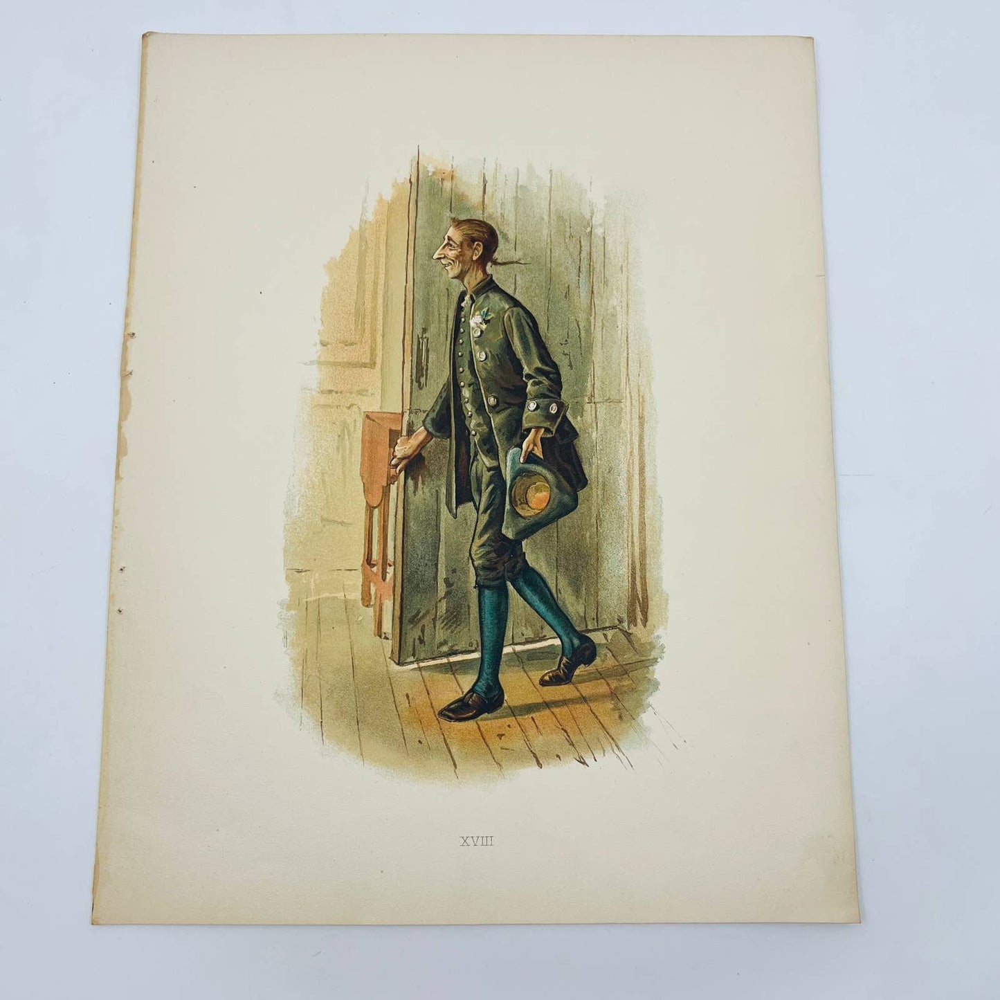 1880s Victorian Art Print Engraving Irving Legend of Sleepy Hollow ICHABOD CRANE