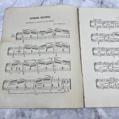 1874 Sheet Music Evening Reverie Morceau De Salon G.D. Wilson TH1